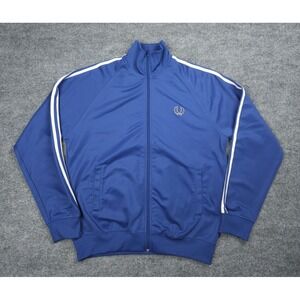 Fred Perry Track Jacket Men's Medium Blue Stripe Full Zip Cotton Blend